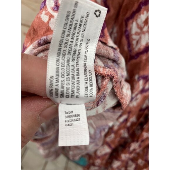 Knox Rose Womans M Cognac Midi Dress Balloon Sleeves Rayon Pockets NEW - Picture 7 of 10